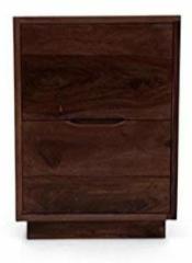 True Furniture Sheesham Wood Bed Side End Table with Storage for Living Room | Mahogany Finish Solid Wood Bedside Table