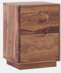 True Furniture Sheesham Wood Bed Side End Table with Storage for Living Room | Teak Finish Solid Wood Bedside Table