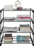 Turbomax 4 Layer Book Shelf for Home Library Multipurpose Storage Organizer Rack Stand Metal Open Book Shelf