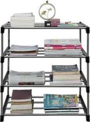 Turbomax 4 Layer Book Shelf for Home Library Multipurpose Storage Organizer Rack Stand Metal Open Book Shelf