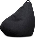 Txor XL ORGANIX Collection, Organic Jute Fabric Black Color, Classic Teardrop Bean Bag With Bean Filling