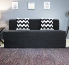 Uberlyfe 3 Seater Sofa Cum Bed Perfect for Guests Moshi Fabric Washable Cover Moshi Black with 2 Cushions | 5' X 6' Feet. Double Sofa Bed