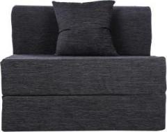 Uberlyfe Dark Grey Moshi Fabric Washable Cover 1 Seater Sofa Cum Bed with One Cushion Single Sofa Bed