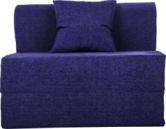 Uberlyfe Navy Blue Moshi Fabric Washable Cover 1 Seater Sofa Cum Bed with One Cushion Single Sofa Bed