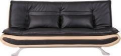 Uberlyfe Premium Manchester Three Seater Sofa Cum Bed Black & Beige Double Engineered Wood Sofa Bed