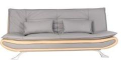 Uberlyfe Premium Manchester Three Seater Sofa cum Bed With Two Pillows | Grey and Beige Double Engineered Wood Sofa Bed