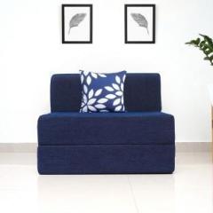 Uberlyfe Sofa Cum Bed Perfect for Guests Chenille Fabric Washable Cover with One Cushion DOTTED BLUE | 3' X 6' Feet Single Sofa Bed