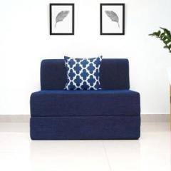 Uberlyfe Sofa Cum Bed Perfect for Guests Chennile Fabric Washable Cover Dotted Blue| 3' X 6' Feet Single Sofa Bed