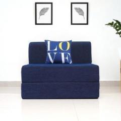 Uberlyfe Sofa Cum Bed Perfect for Guests Moshi Fabric Washable Cover with One Cushion BLUE | 3' X 6' Feet Single Sofa Bed