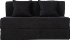 Uberlyfe Sofa Cum Bed Perfect for Guests Moshi Fabric Washable Cover with Two Cushions Black | 4' X 6' Feet Double Sofa Bed