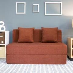 Uberlyfe Sofa Cum Bed Perfect for Guests Moshi Fabric Washable Cover with Two Cushions Coffee Brown | 4' X 6' Feet Double Sofa Bed