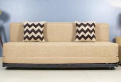 Uberlyfe Sofa Cum Bed with Metal Frame Perfect for Living Room Jute Fabric Washable Cover & Metal Frame Beige with 2 Cushions| 6' X 6' Feet Double Metal Sofa Bed