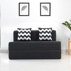 Uberlyfe Two Seater Sofa Cum Bed Perfect for Guests Jute Fabric Washable Cover with 2 Cushions Dark Grey | 4' X 6' Feet Double Sofa Bed