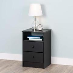 Unitek Furniture 2 Drawer And 1 Self Storage, Side Table, Night Stand Solid Wood End Table