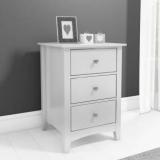 Unitek Furniture 3 Drawer Bed Side, Night Stand Table Solid Wood End Table