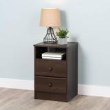 Unitek Furniture Sheesham 2 Drawer & 1 Shelf, Night Stand Table Engineered Wood Bedside Table