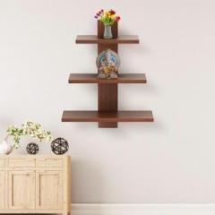 Usha Shriram Tree Shape Wall Mounted Shelf | Easy To Install | Brown | Sturdy & Long Lasting Engineered Wood Open Book Shelf