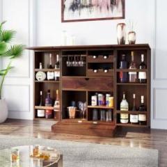 Varsha Furniture Wooden Bar Cabinet for Wine Bottle and Glass Storage for Home Furniture Solid Wood Bar Cabinet