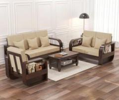 Veenuarts 6 Seater Sheesham Wood Sofa Set for Living Room Furniture Home and Office Fabric 3 + 2 + 1 Sofa Set