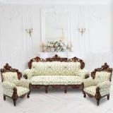 W.S.HANDICRAFTS Wood Sofa Set for Home Living Room Wooden Sofa Set 3+1+1| 5 Seater Sofa Set Furnitures Color of Honey Brown. Fabric 3 + 1 + 1 Sofa Set