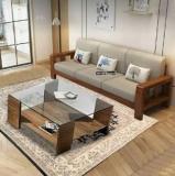 Whitebeard Premium Quality Sheesham Wood 3 Seater Sofa Home/Office/Living Room/Hotel/Cafe/ Fabric 2 + 1 Sofa Set