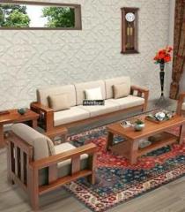 Whitebeard Premium Quality Sheesham Wood 4 Seater Sofa Home/Office/Living Room/Hotel/Cafe/ Solid Wood 3 + 1 Sofa Set