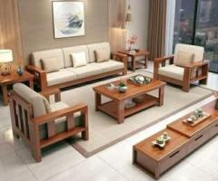 Whitebeard Premium Quality Sheesham Wood 5 Seater Sofa Home/Office/Living Room/Hotel/Cafe/ Solid Wood 3 + 1 + 1 Sofa Set