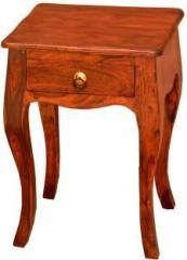 Wood Mount Sheesham Wood Curve Legs Bedside End Table for Living Room | with Drawer Solid Wood Bedside Table