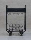 Woodadora Iron & Wood Wine BAR With A Drawer Solid Wood Bar Trolley