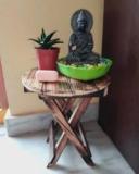 Wooden Art & Toys ROUND ANTIQUE FOLDABLE TABLE Solid Wood End Table