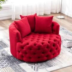 Wooden Luxury Fabric 1 Seater Sofa