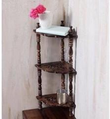 Woodenclave Wooden Corner Bedside End Table for Living Room Solid Wood Corner Table