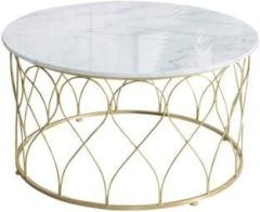 Woodentwist Eivin Metallic Pack of 1 Round Engineered Wood Coffee Table