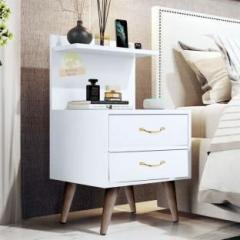 Woodenworld Bedside Table with Storage Box with Drawer for Bedroom Solid Wood Bedside Table