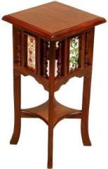 Woodsala Wooden Teak Wood Antique Home D cor for Bedroom Living Room Corner Teak Finish Solid Wood End Table