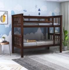 Woodstage Sheesham Wood Bunk Bed Without Storage Twin Over Bed with Ladder Solid Wood Bunk Bed