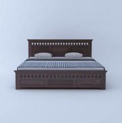 Woodstage Sheesham Wood King Size Bed with Hydraulic and Headboard Storage Solid Wood King Hydraulic Bed