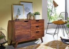 Woodstage Sheesham Wood Sideboard Cabinet for Living Room with 3 Drawers & 1 Door Cabinet Solid Wood Free Standing Sideboard