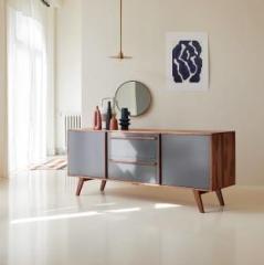 Woodstage Sheesham Wood Sideboard Cabinet with 2 Drawers & 2 Door Storage Solid Wood Wall Mount Sideboard