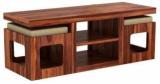 Woodstage Solid Sheesham Wood Center/Coffee/Tea Table With 2 Stools For Living Room/Home Solid Wood Coffee Table