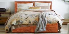 Woodsworth Adrian King Size Bed With Storage in Honey Walnut Finish