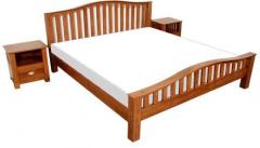 Woodsworth Barcelona King Size Bed with Two Bedside Table in Colonial Maple Finish