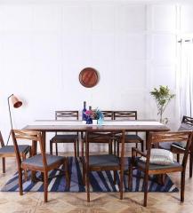 Woodsworth Binita Eight Seater Dining Set in Provincial Teak Finish