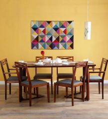 Woodsworth Binita Six Seater Dining Set in Honey Oak Finish