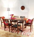 Woodsworth Binita Six Seater Dining Set In Provincial Teak Finish