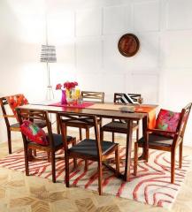 Woodsworth Binita Six Seater Dining Set in Provincial Teak Finish