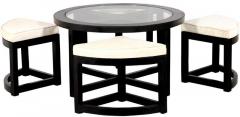 Woodsworth Black Forest Round Coffee Table with 4 Stools