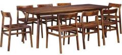 Woodsworth Brunilda Eight Seater Dining Set in Provincial Teak Finish