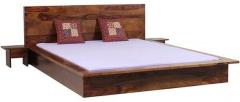 Woodsworth Catalonia King Size Bed with Two Bedside Table in Provincial Teak Finish