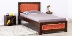 Woodsworth Coram Single Bed with Handwoven Headboard in Provincial Teak Finish